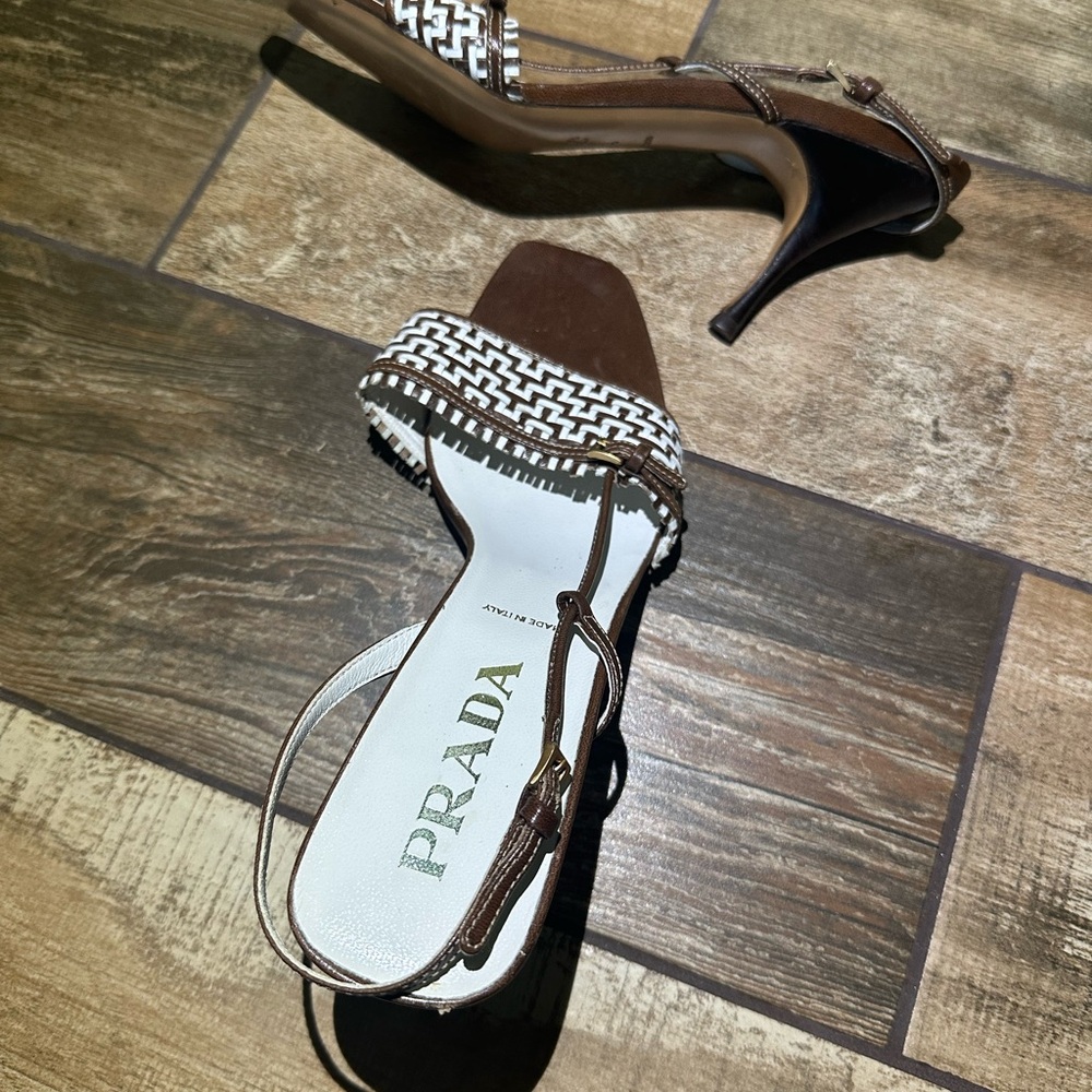 Prada Vero Cuoio Slingback Heeled Sandals